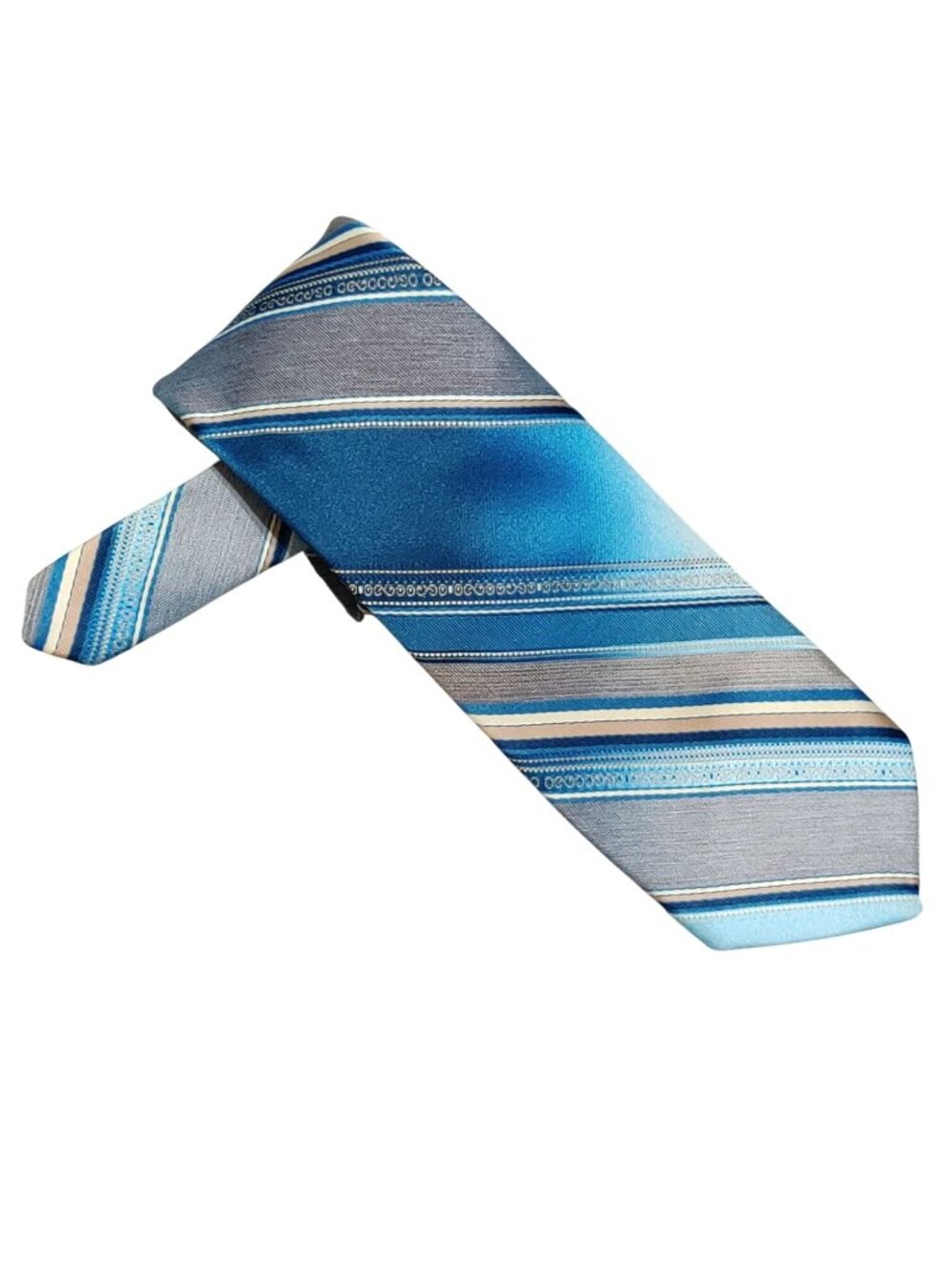 Angelo Corelli Tie Vintage Blue Gray Striped Wide Necktie Retro Italian Style